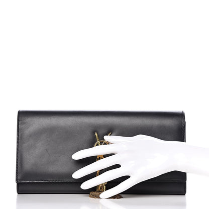 Saint Laurent Calfskin Classic Monogram Tassel Clutch Black 2 of 19