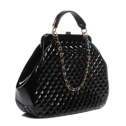 Chanel Glazed Calfskin Quilted Mademoiselle Large Frame Bag Black 3 of 7