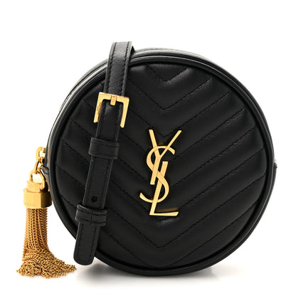 Saint Laurent Calfskin Matelasse Chevron Quilted Baby Round Vinyle Belt Bag Black 1 of 10