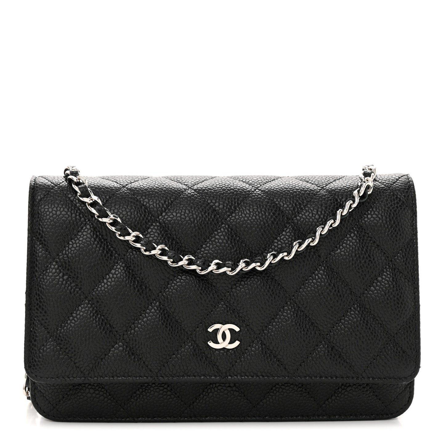 Caviar Quilted Wallet on Chain WOC Black