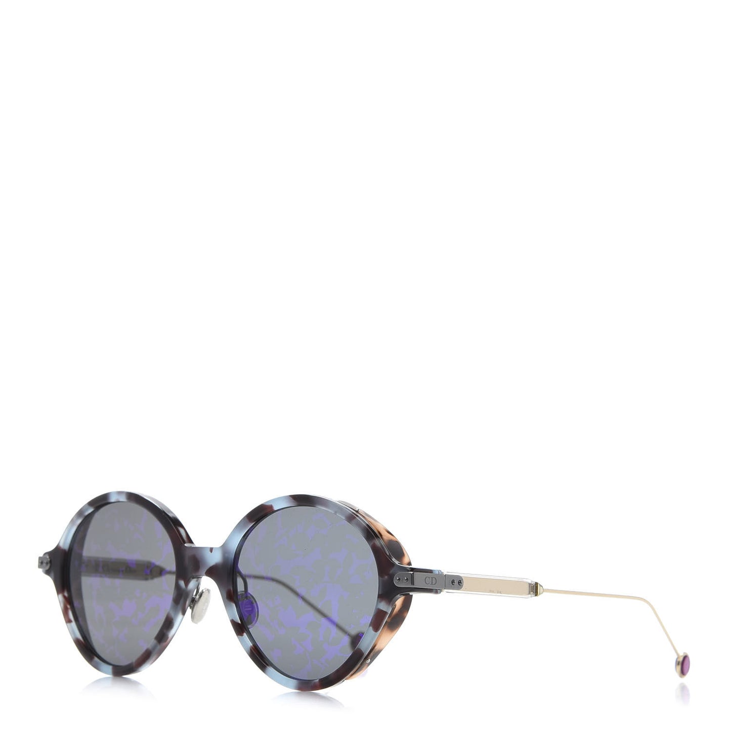 Acetate Leaf Print Umbrage Round Sunglasses Blue Foliage