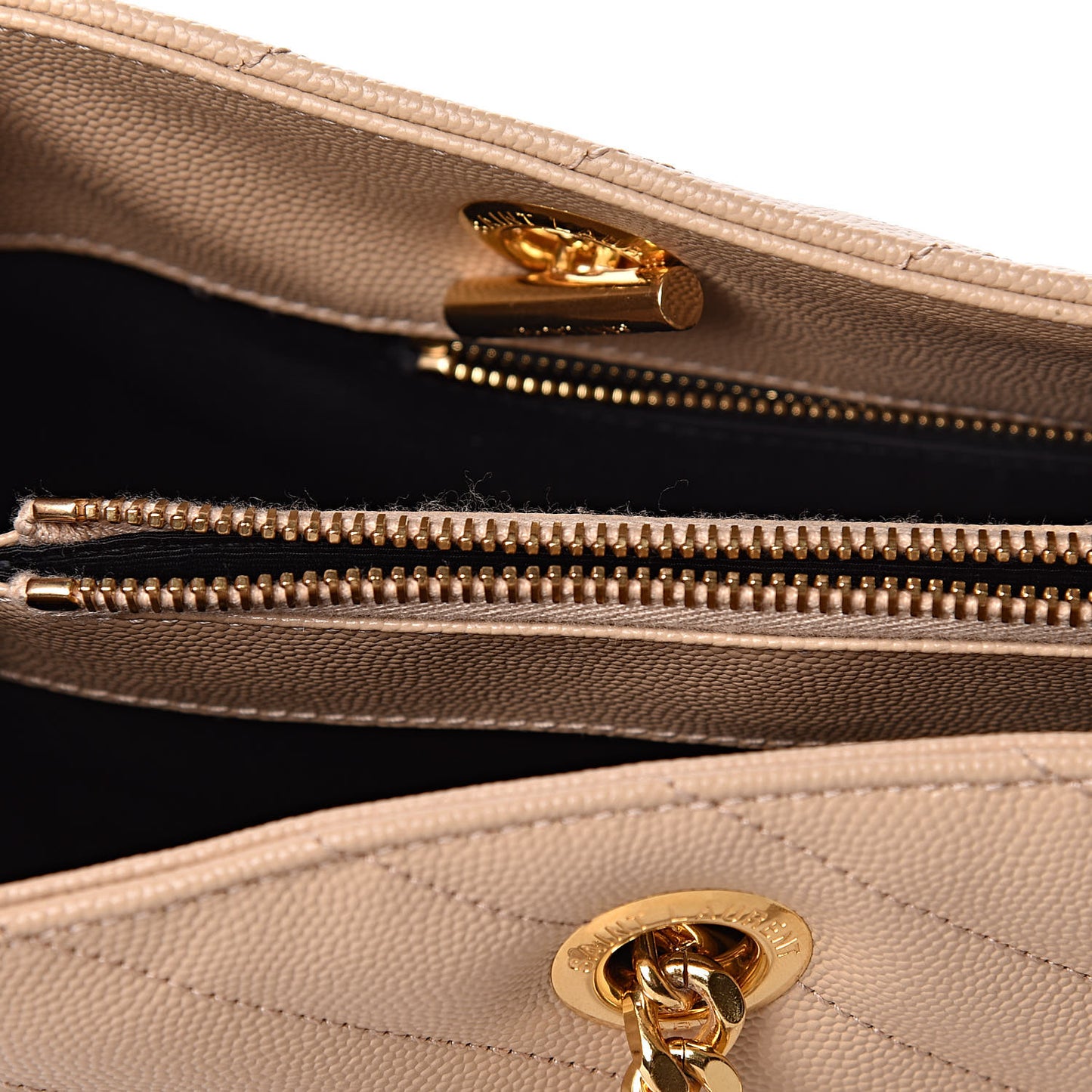 Grain De Poudre Matelasse Chevron Monogram Shopping Bag Nude Powder