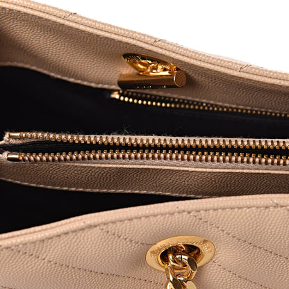 Saint Laurent Grain De Poudre Matelasse Chevron Monogram Shopping Bag Nude Powder 11 of 15
