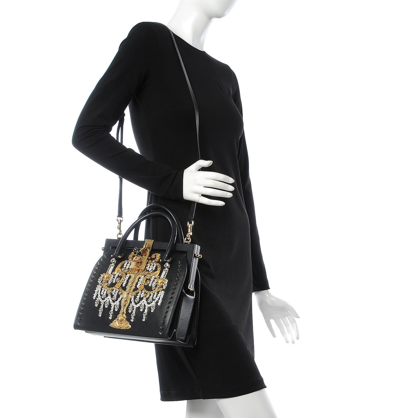 Dauphine Embroidered Studded Mini Palmellato Black