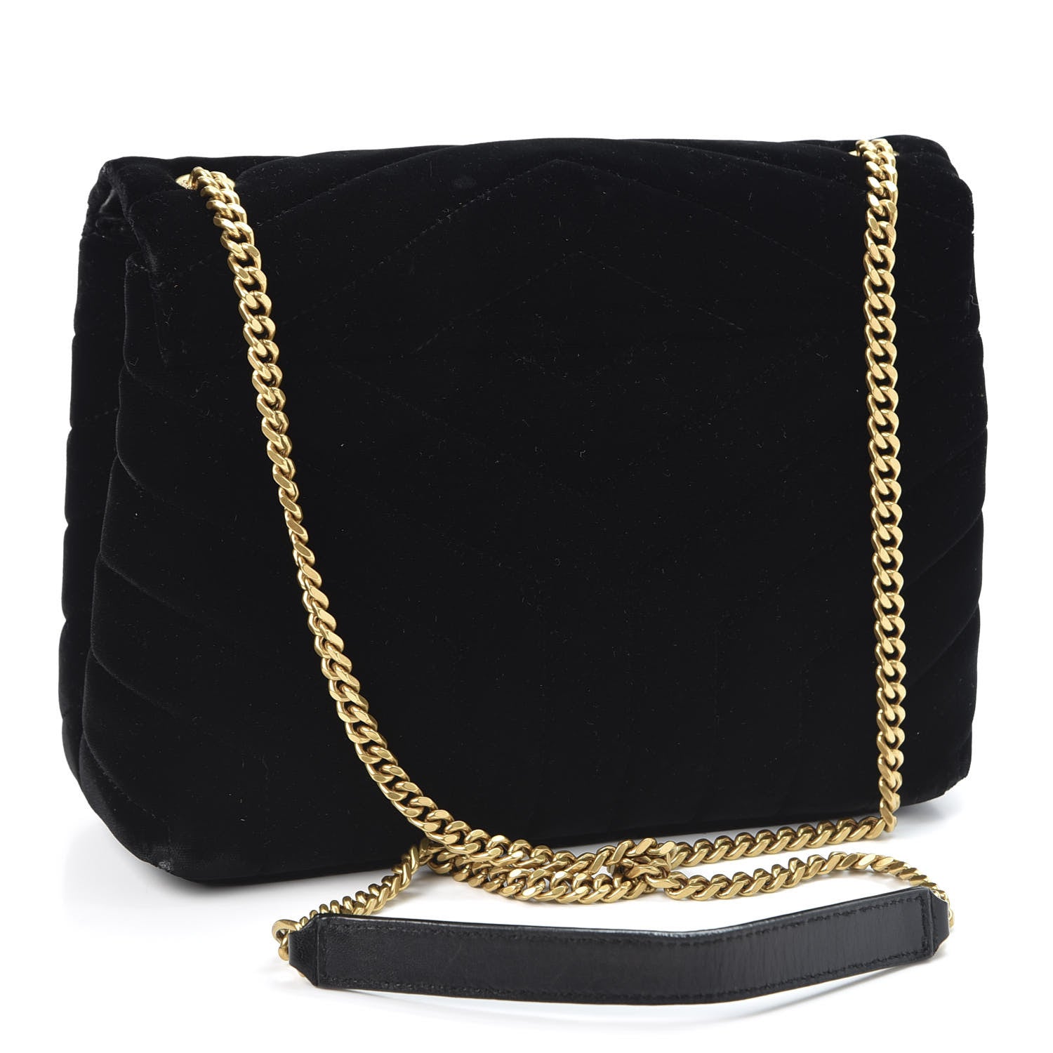 Saint Laurent Velvet Y Quilted Monogram Small Loulou Chain Satchel Black 2 of 12