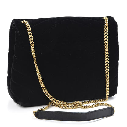 Saint Laurent Velvet Y Quilted Monogram Small Loulou Chain Satchel Black 2 of 12