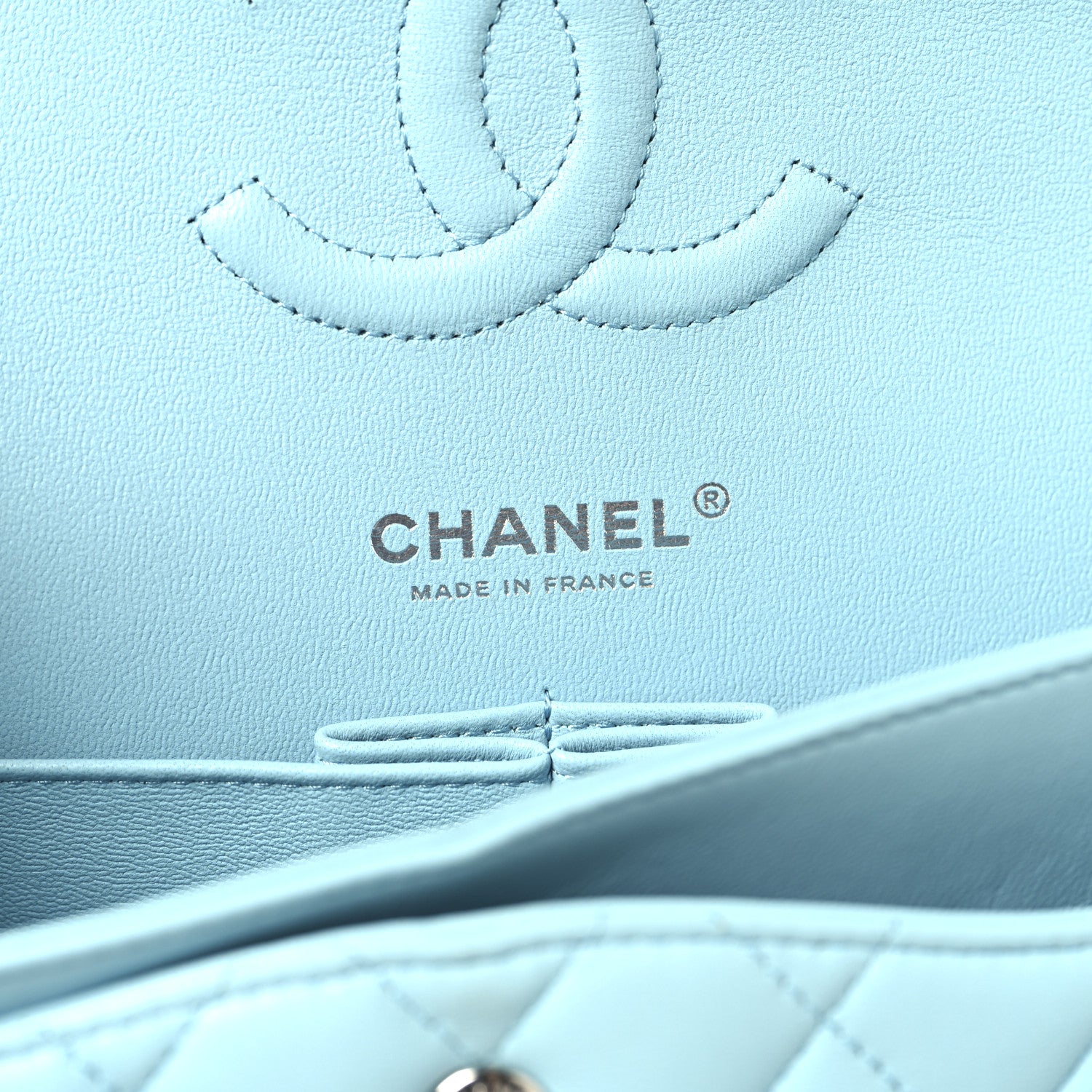 Chanel Lambskin Quilted Medium Double Flap Light Blue 6 of 11