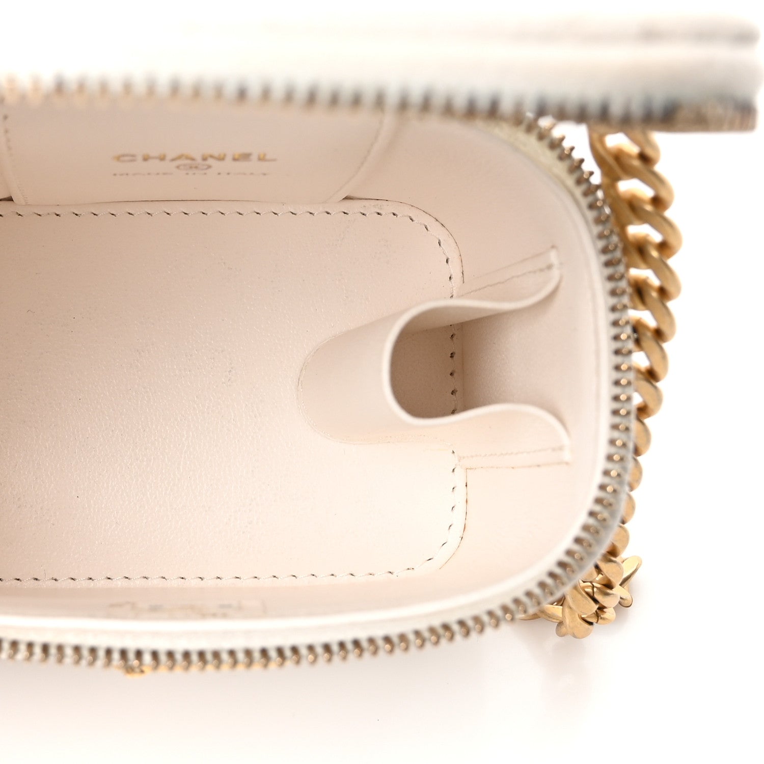 Chanel Caviar Quilted Sweetheart Mini Vanity Case  White White 5 of 10
