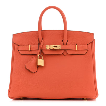 Hermes Togo Birkin 25 Feu 1 of 12