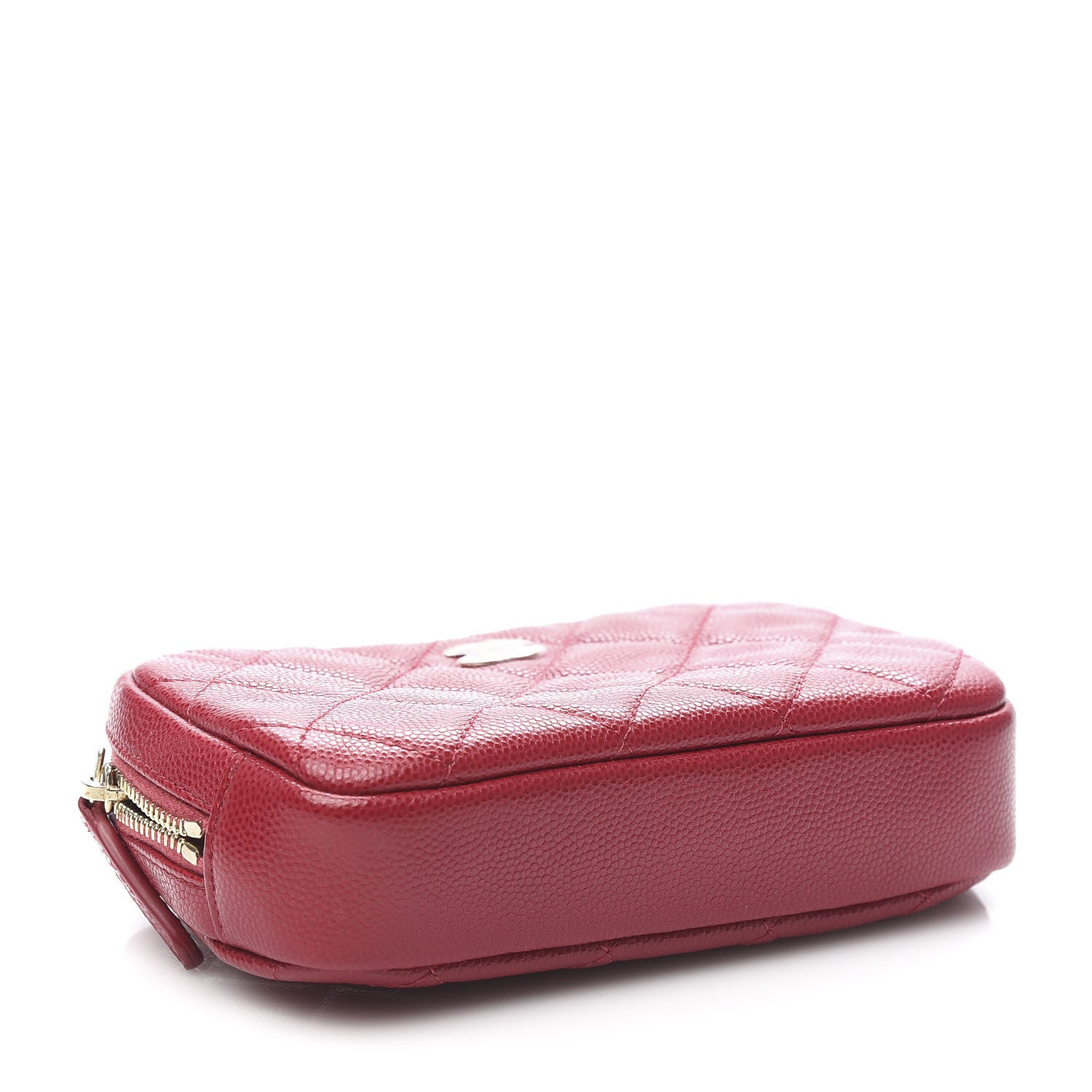 Chanel Caviar Quilted Small Curvy Pouch Cosmetic Case Dark Pink 4 of 8