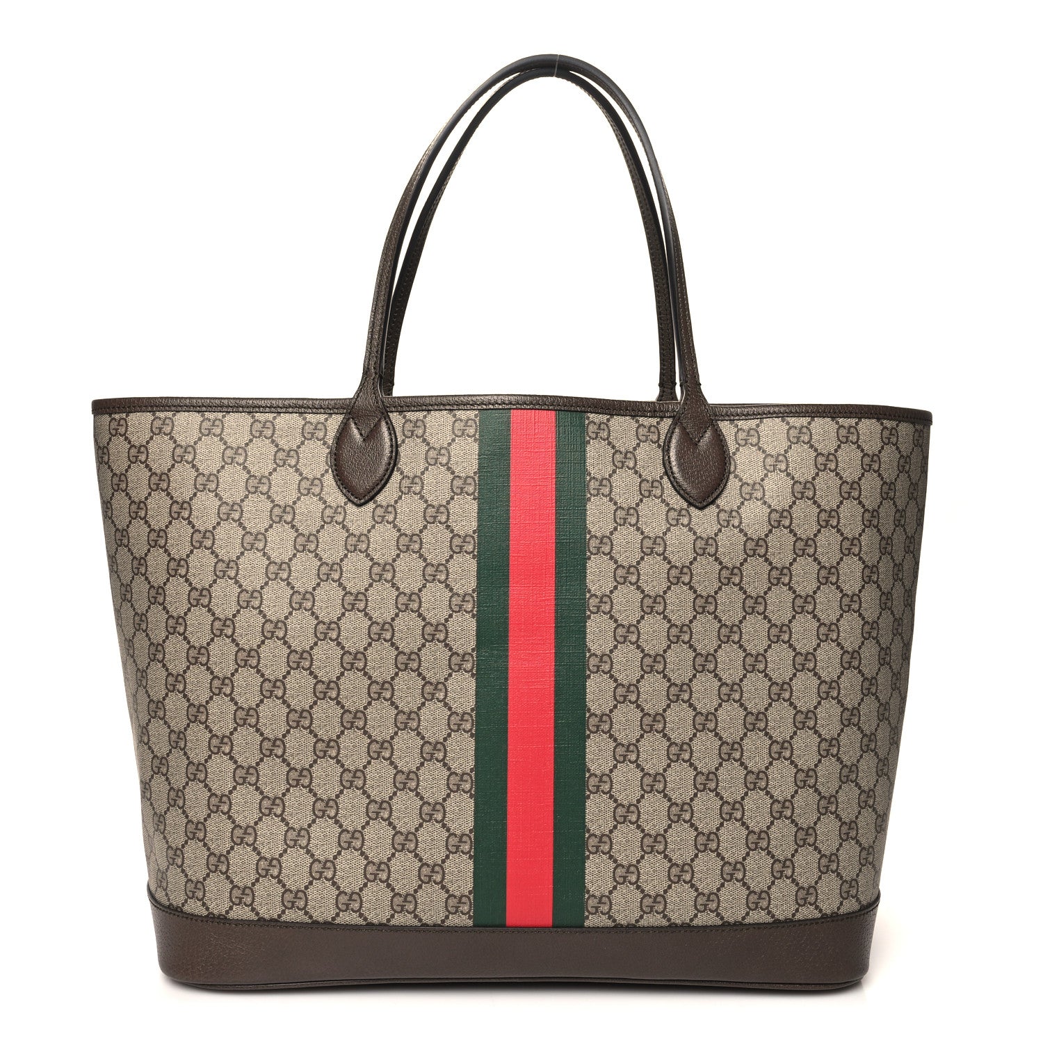 Gucci GG Supreme Monogram Textured Dollar Calfskin Web Large Ophidia Tote Beige Ebony New Acero 1 of 11