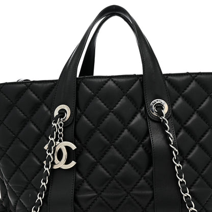 Chanel Lambskin Quilted Easy Carry Shopping Tote Black 12 of 17