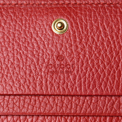 Gucci Pebbled Calfskin GG Marmont Card Case Hibiscus Red 8 of 10