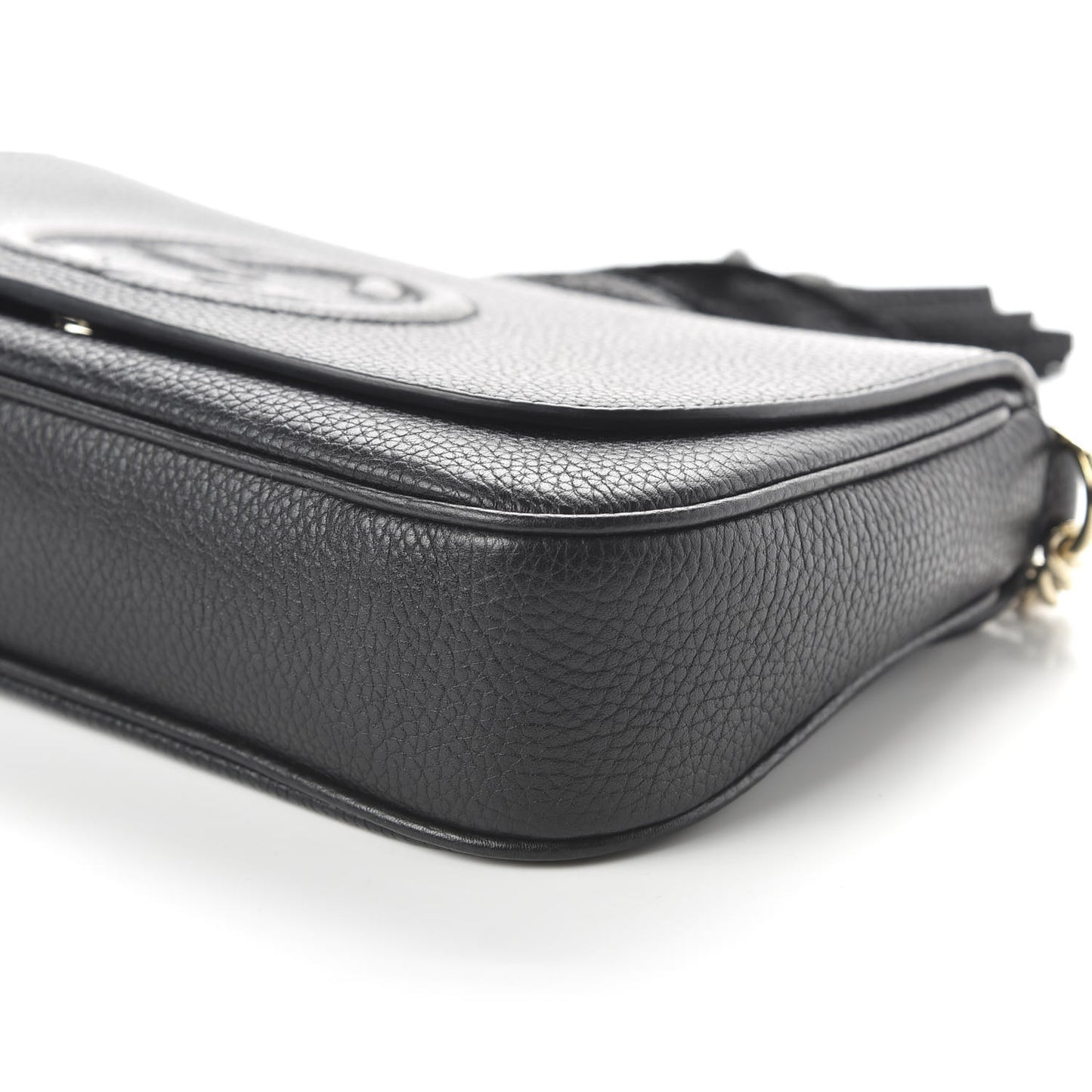 Pebbled Calfskin Medium Soho Flap Crossbody Black