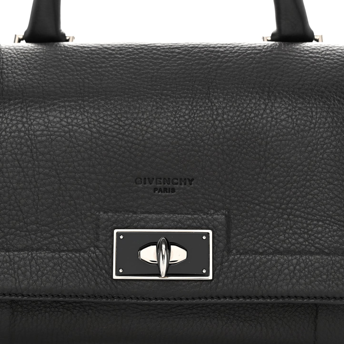 Grained Calfskin Mini Shark Lock Satchel Black