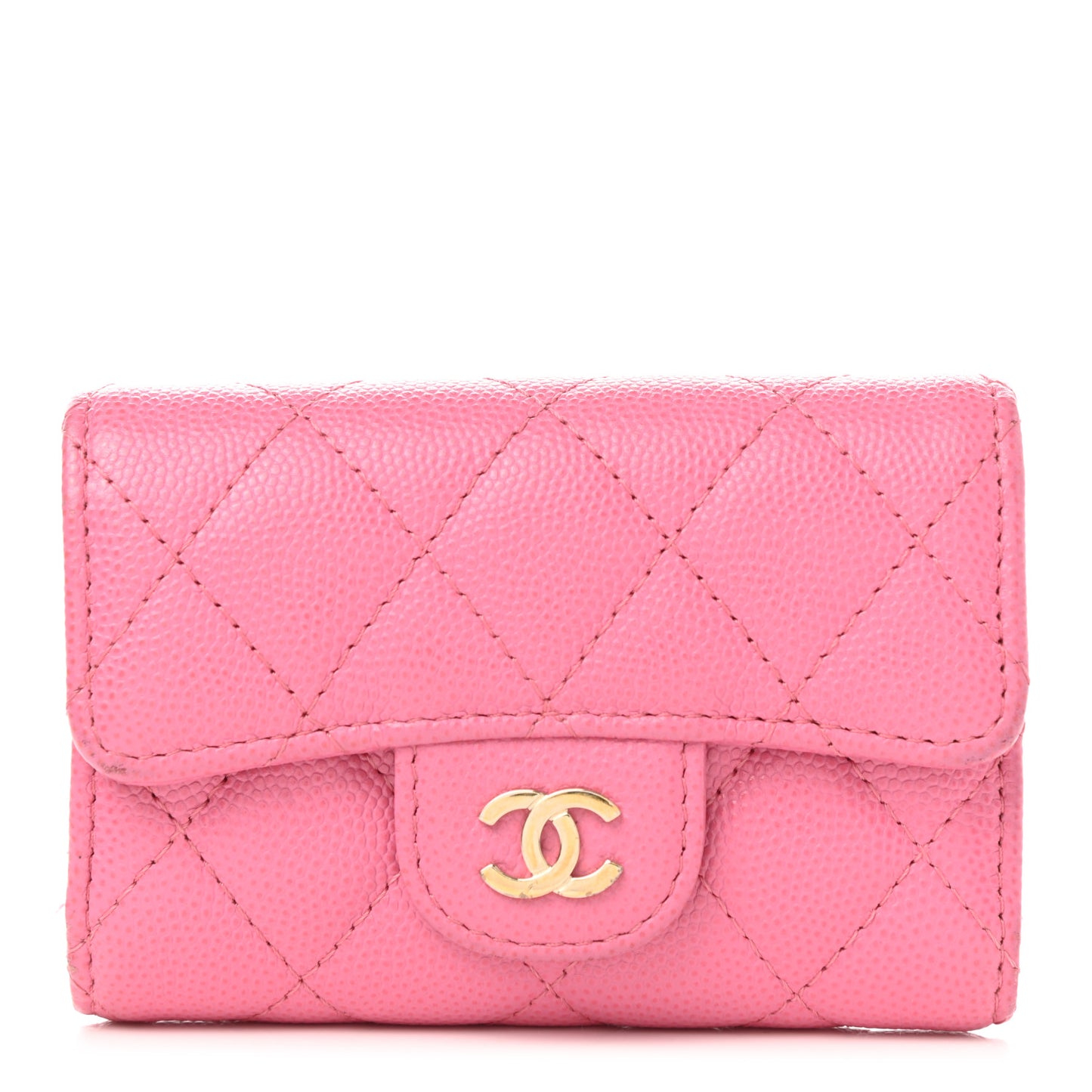 Caviar Quilted Classic 4 Key Holder Wallet Pink