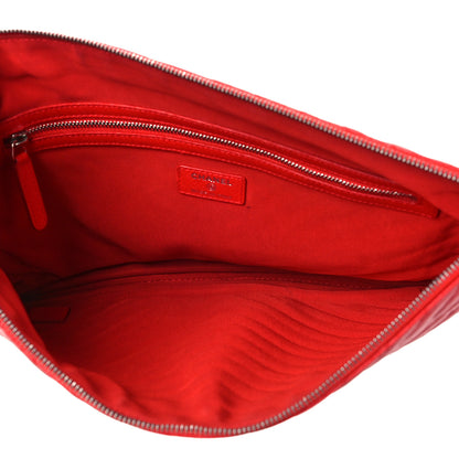 Chanel Caviar Chevron Quilted Medium Cosmetic Case Red 5 of 9