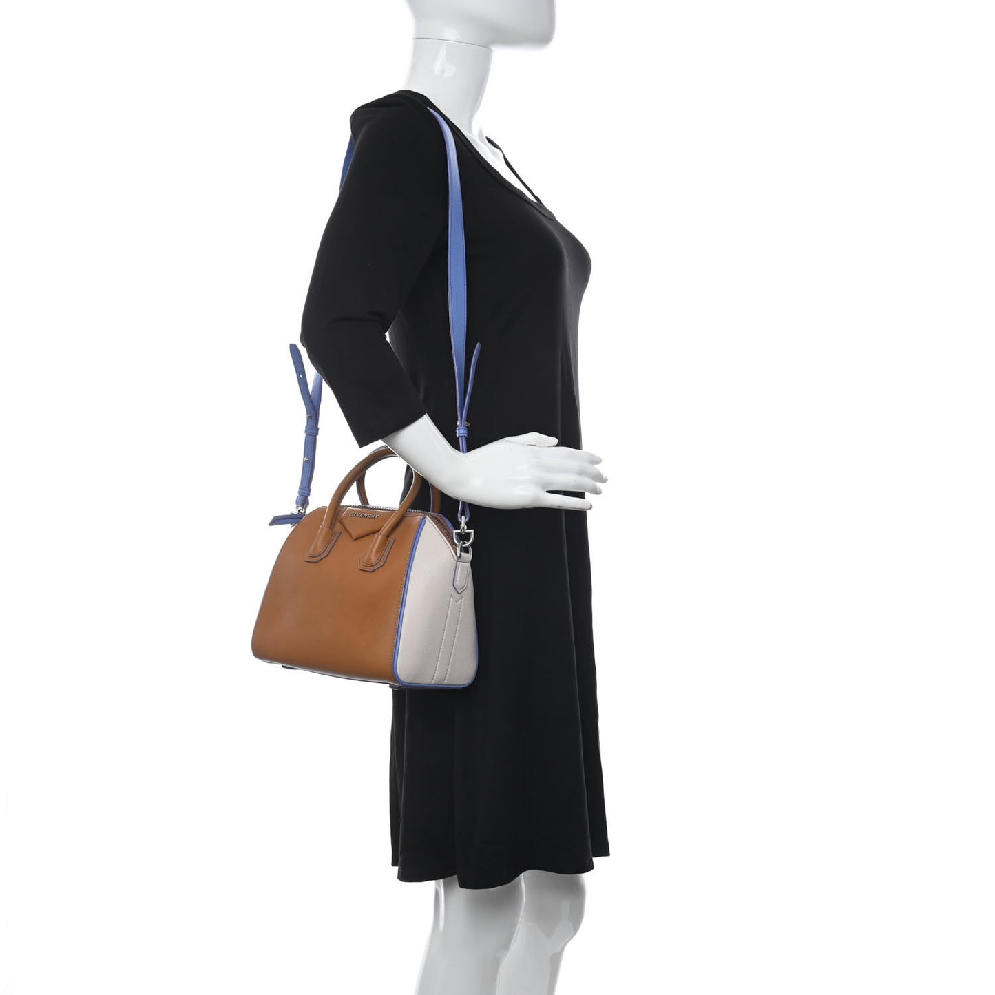Sugar Goatskin Mini Tri-Color Antigona Tan White Blue