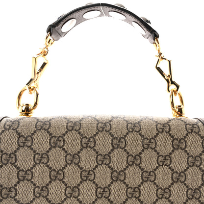 Gucci GG Supreme Monogram Textured Dollar Calfskin Web Medium Blondie Top Handle Shoulder Flap Bag Beige Ebony New Acero 8 of 10