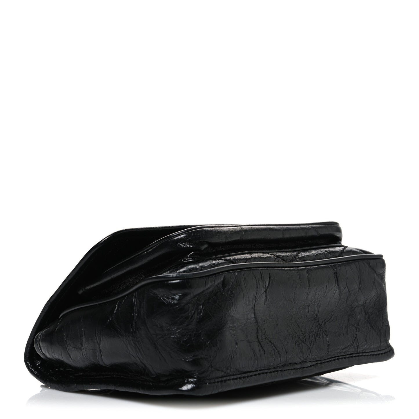 Crinkled Calfskin Matelasse Monogram Baby Niki Chain Satchel Black