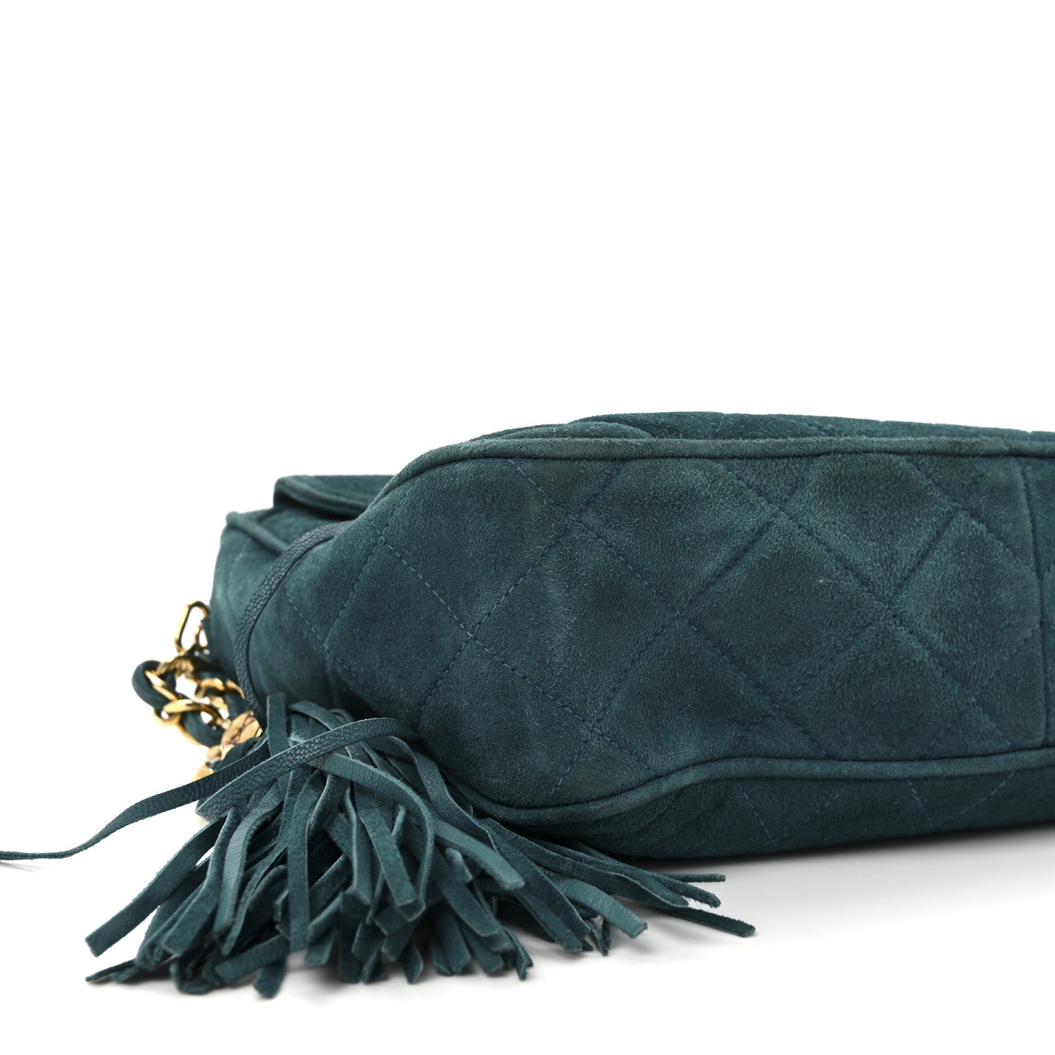 Chanel Suede Quilted CC Tassel Camera Bag Blue 9 of 10