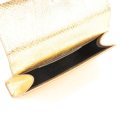 Saint Laurent Metallic Calfskin Embossed Classic Monogram Tassel Clutch Gold 5 of 7