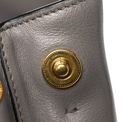 Prada Glace Calfskin Embossed Logo Tote Argilla 9 of 10