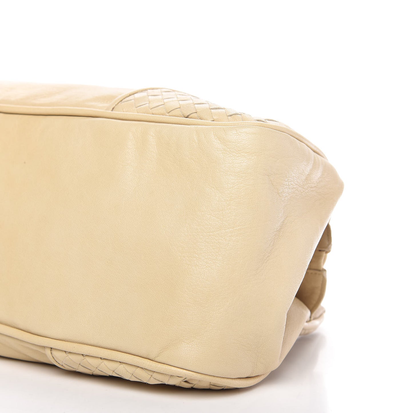 Goatskin Intrecciato Satchel Beige