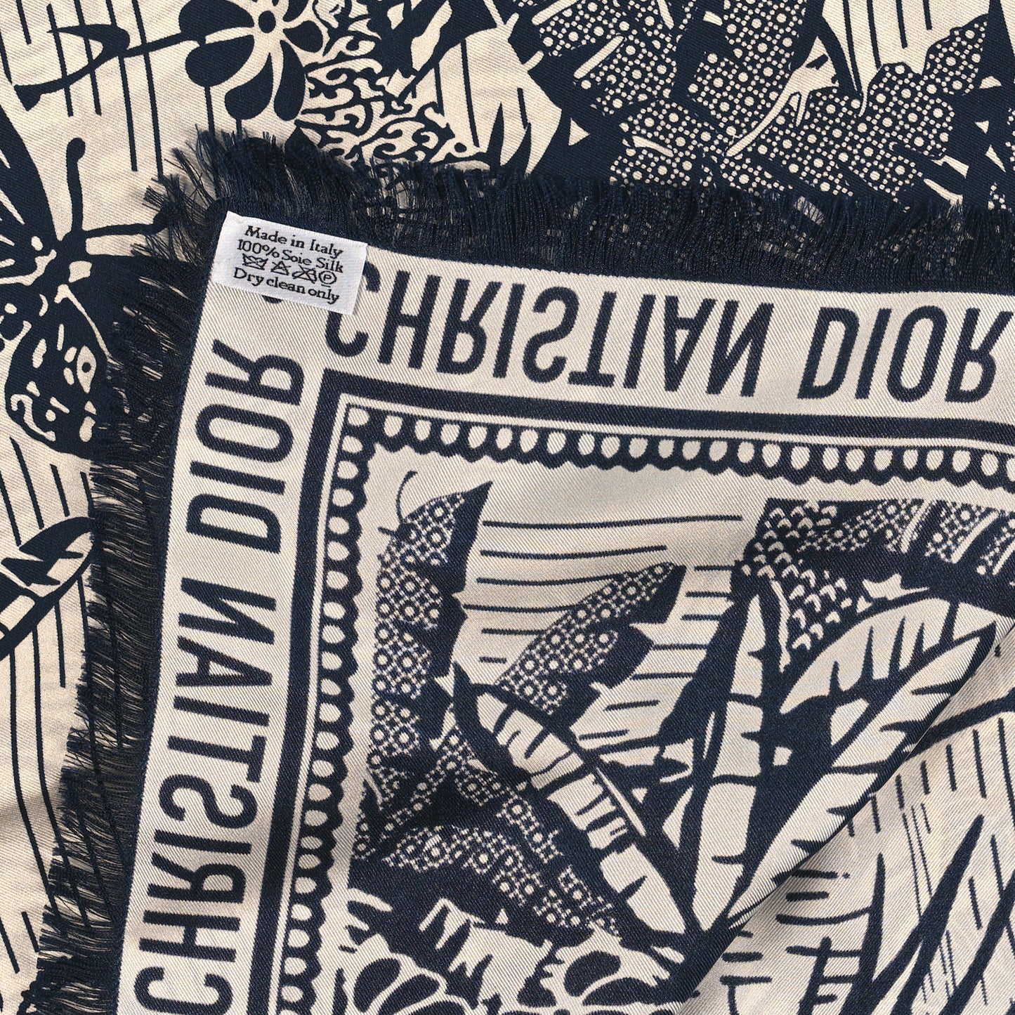 Silk Toile De Jouy Tropicalia Scarf Black White