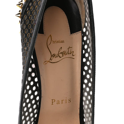 Christian Louboutin Fishnet Mesh Suede Guni 100 Spiked Pumps 39.5 Black 7 of 7