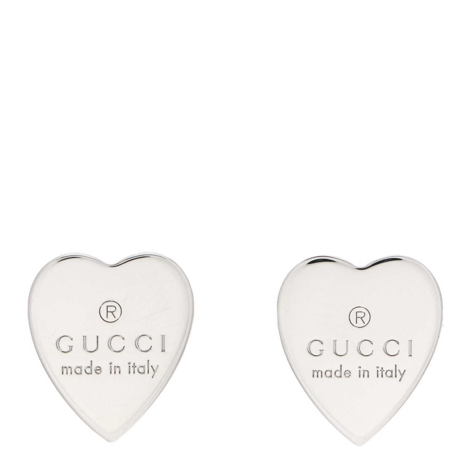 Gucci Sterling Silver Trademark Heart Stud Earrings 1 of 5