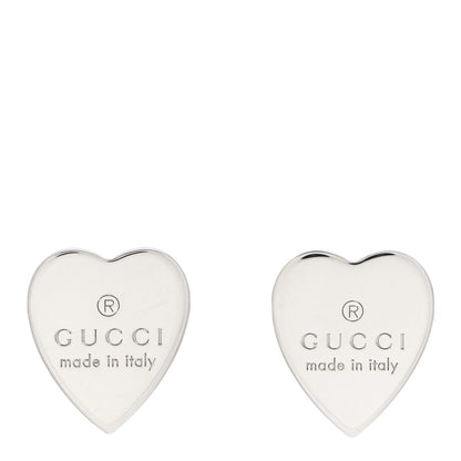 Gucci Sterling Silver Trademark Heart Stud Earrings 1 of 5