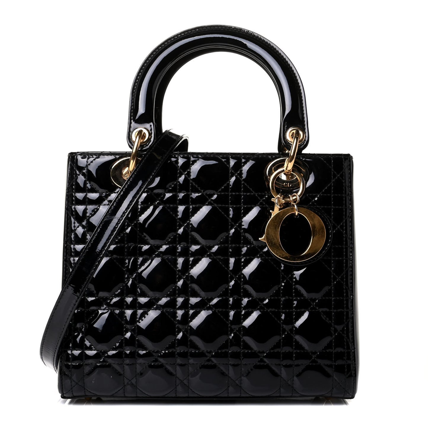 Patent Cannage Medium Lady Dior Black