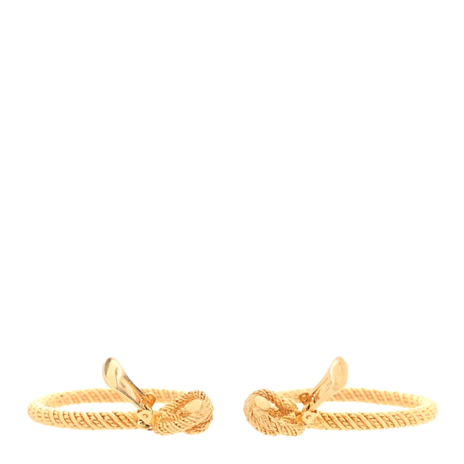 Christian Dior Metal Twist Circle Drop Clip On Earrings Gold 3 of 4