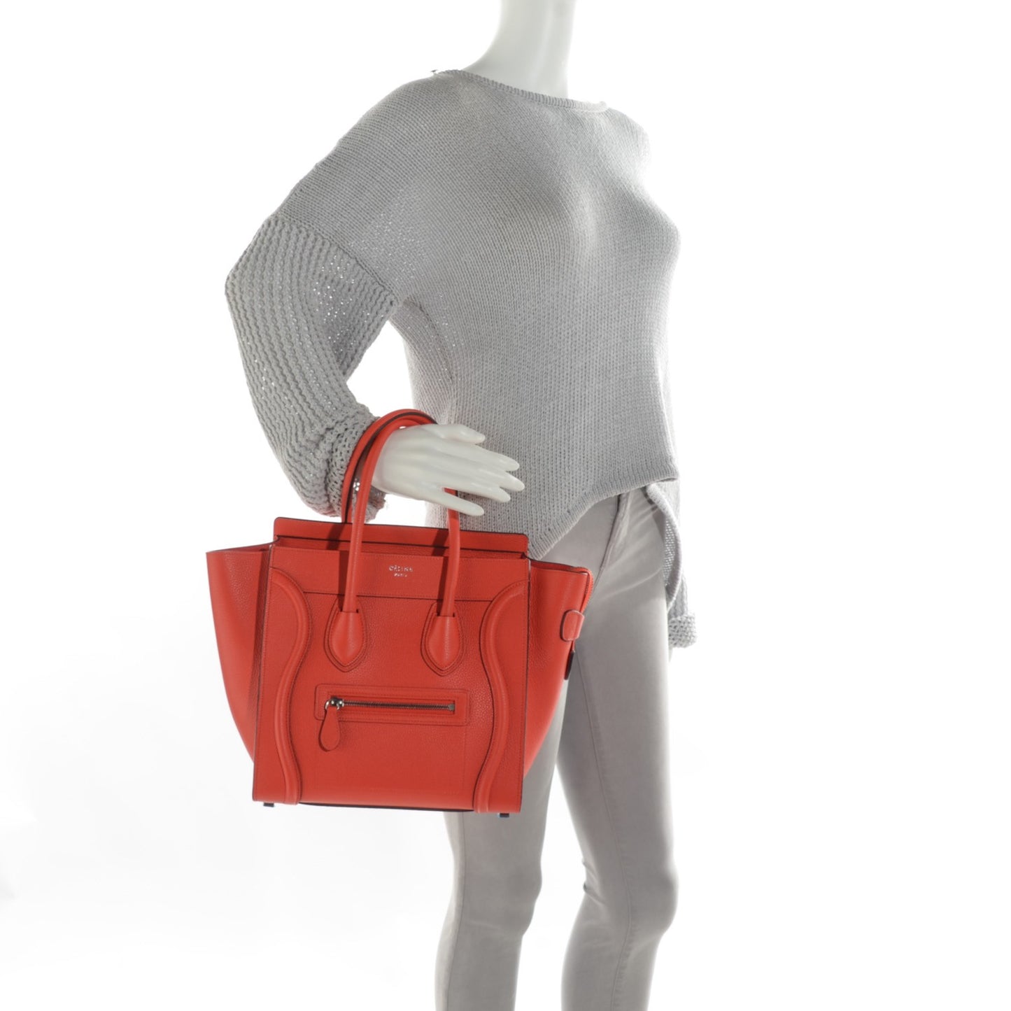 Drummed Calfskin Micro Luggage Vermillion