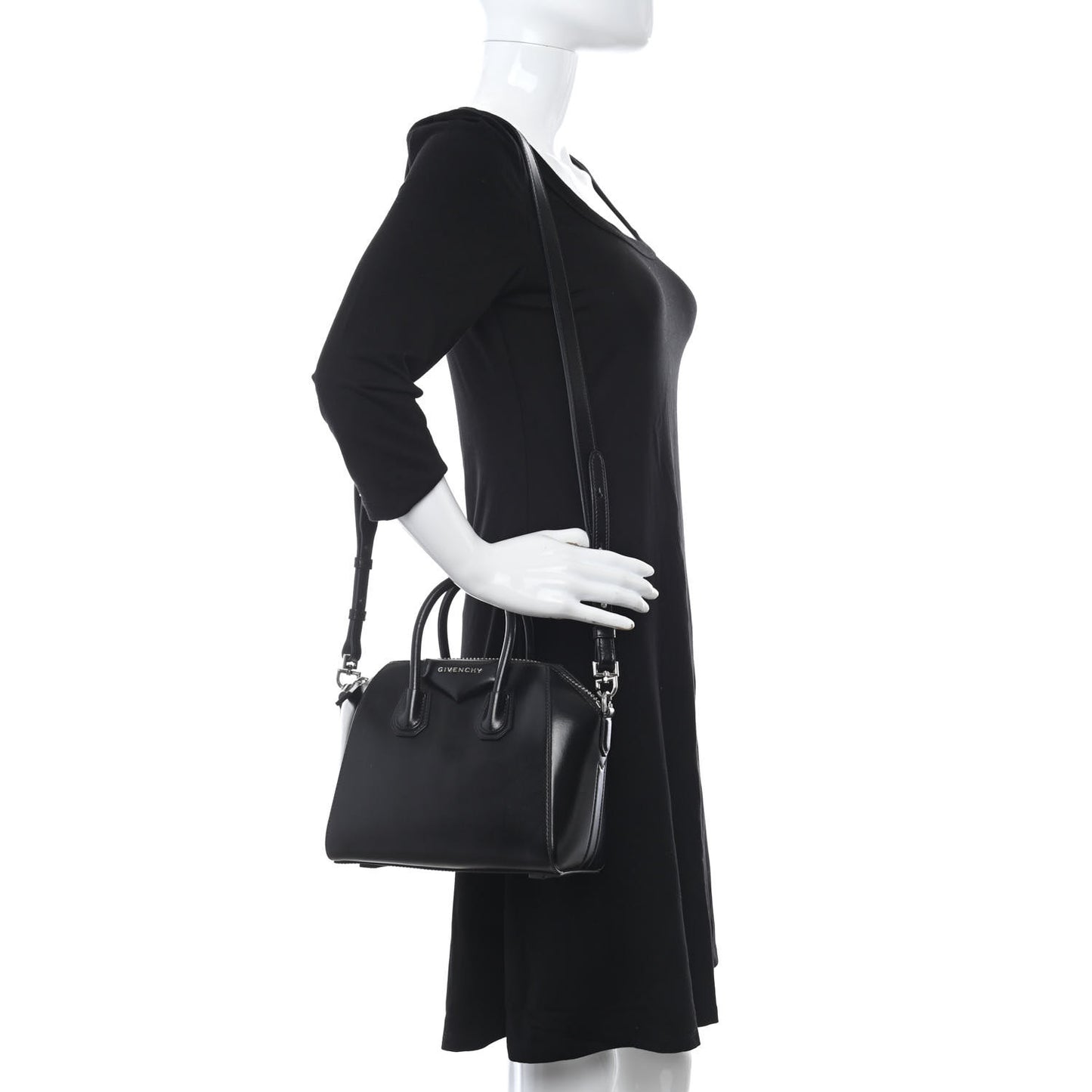 Shiny Lord Calfskin Mini Antigona Black