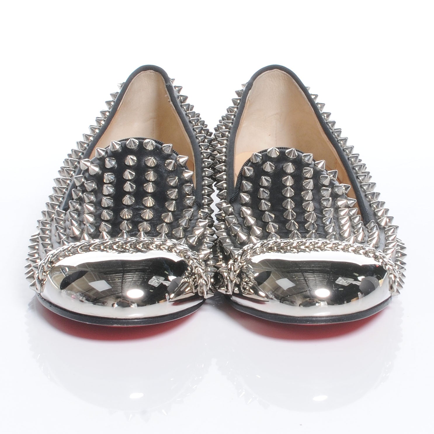 Christian Louboutin Leather Glitz Flat Loafers 40 Black 2 of 7
