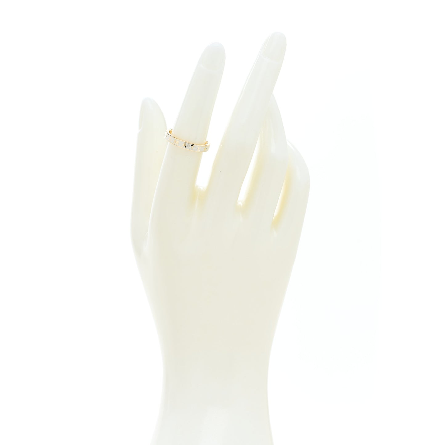 18K Yellow Gold Champleve Enamel Thin Amate Love Band Ring 52 6 White