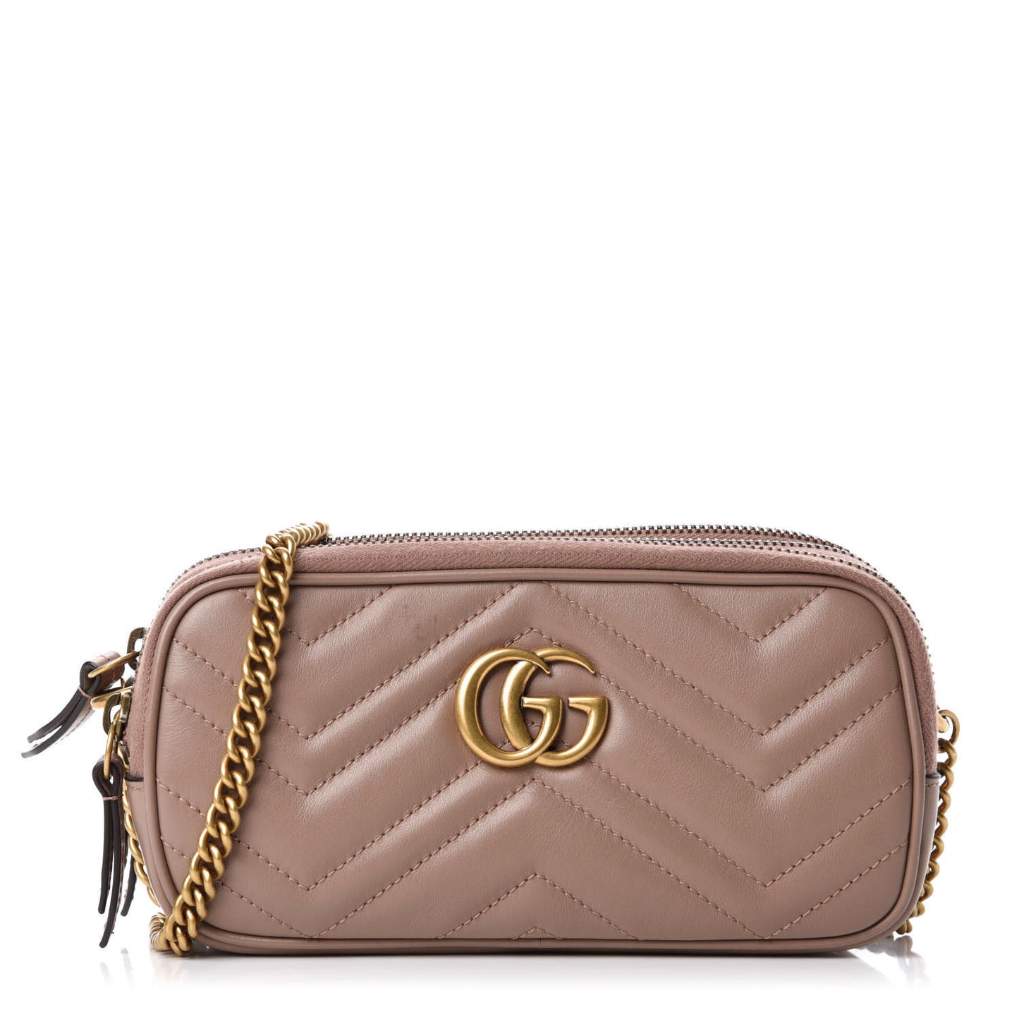 Calfskin Matelasse Mini GG Marmont Chain Crossbody Bag Porcelain Rose