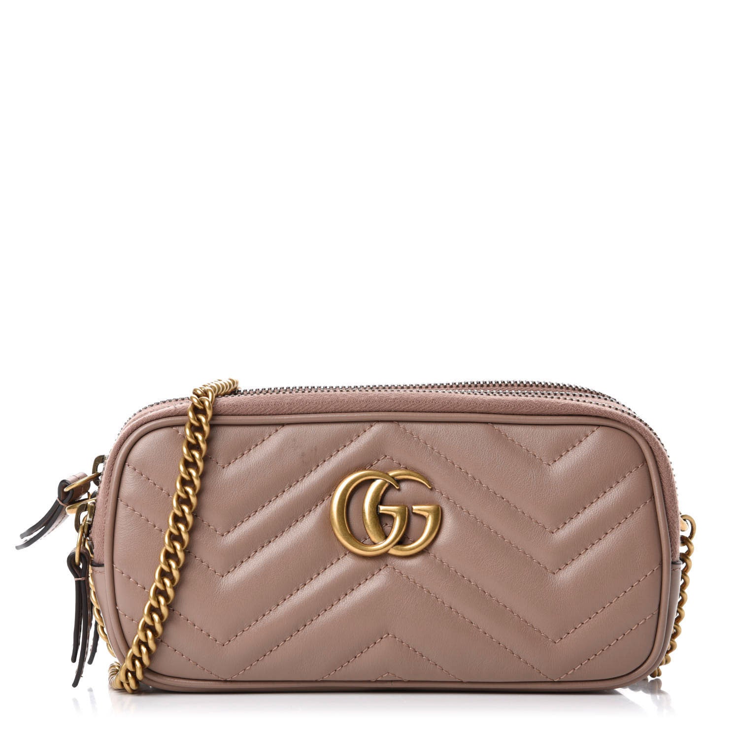 Gucci Calfskin Matelasse Mini GG Marmont Chain Crossbody Bag Porcelain Rose 1 of 11
