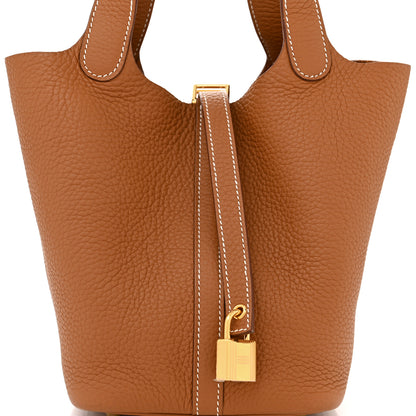 Hermes Taurillon Clemence Picotin Lock 18 PM Gold 8 of 11