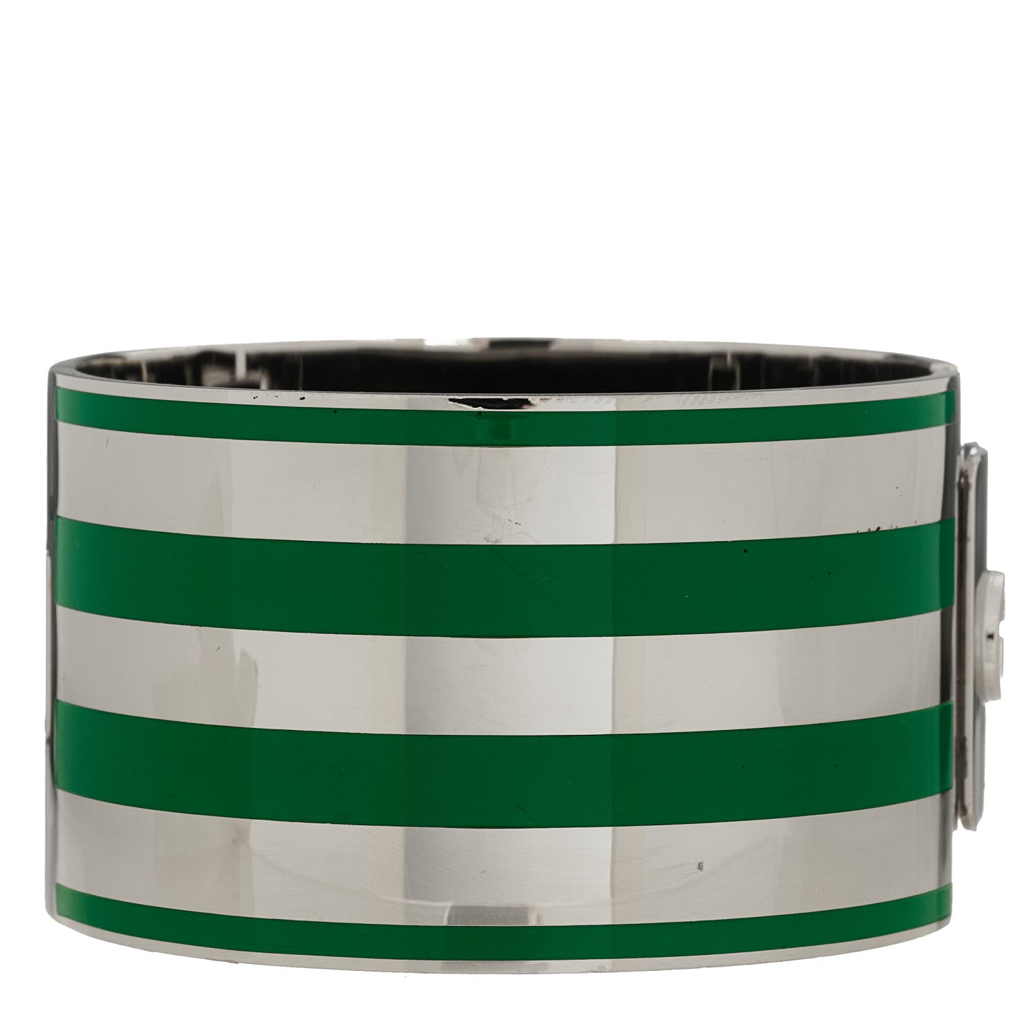 Gucci X ADIDAS Metal Enamel Cuff Bracelet S Silver Green 3 of 6