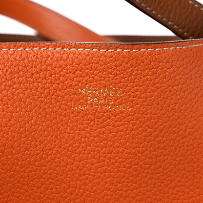Hermes Taurillon Clemence Double Sens 45 Reversible Tote Orange Gold 6 of 17