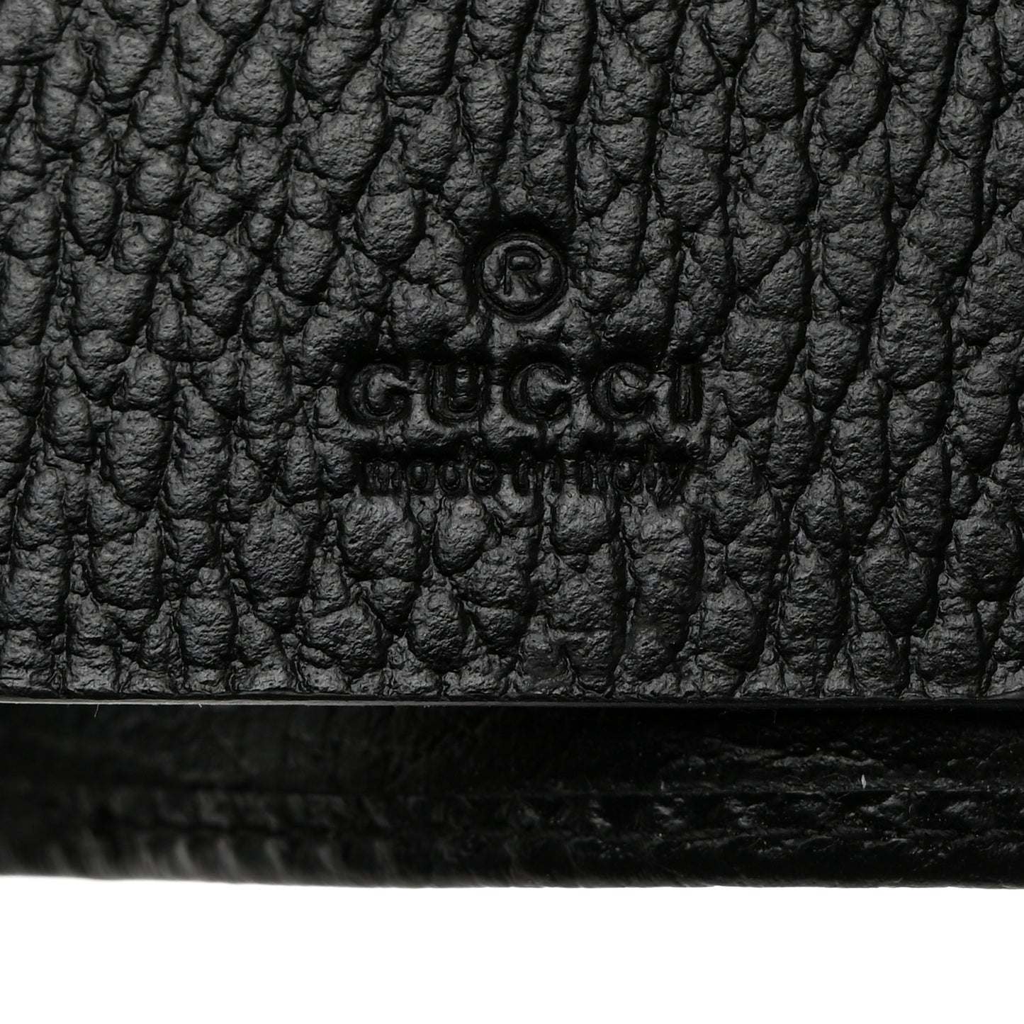 Pebbled Calfskin GG Marmont 6 Key Holder Black
