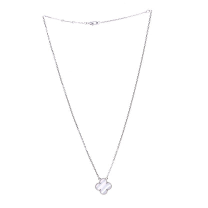 Van Cleef & Arpels 18K White Gold Chalcedony Vintage Alhambra Pendant Necklace 3 of 7
