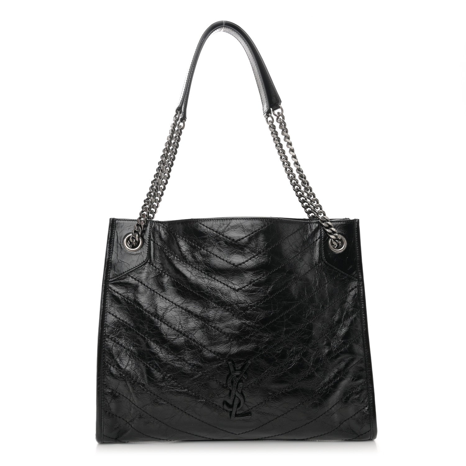 Saint Laurent Crinkled Calfskin Matelasse Monogram Medium Niki Shopper Tote Black 1 of 10