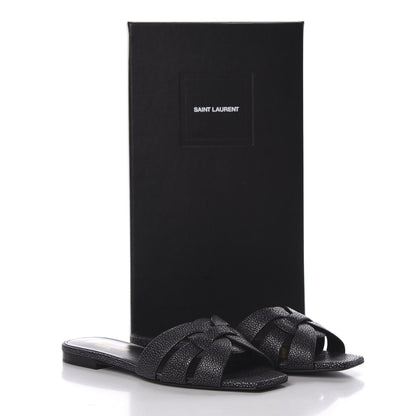 Saint Laurent Calfskin Galuchat Embossed Tribute 05 Slide Sandals 36.5 Black 9 of 9