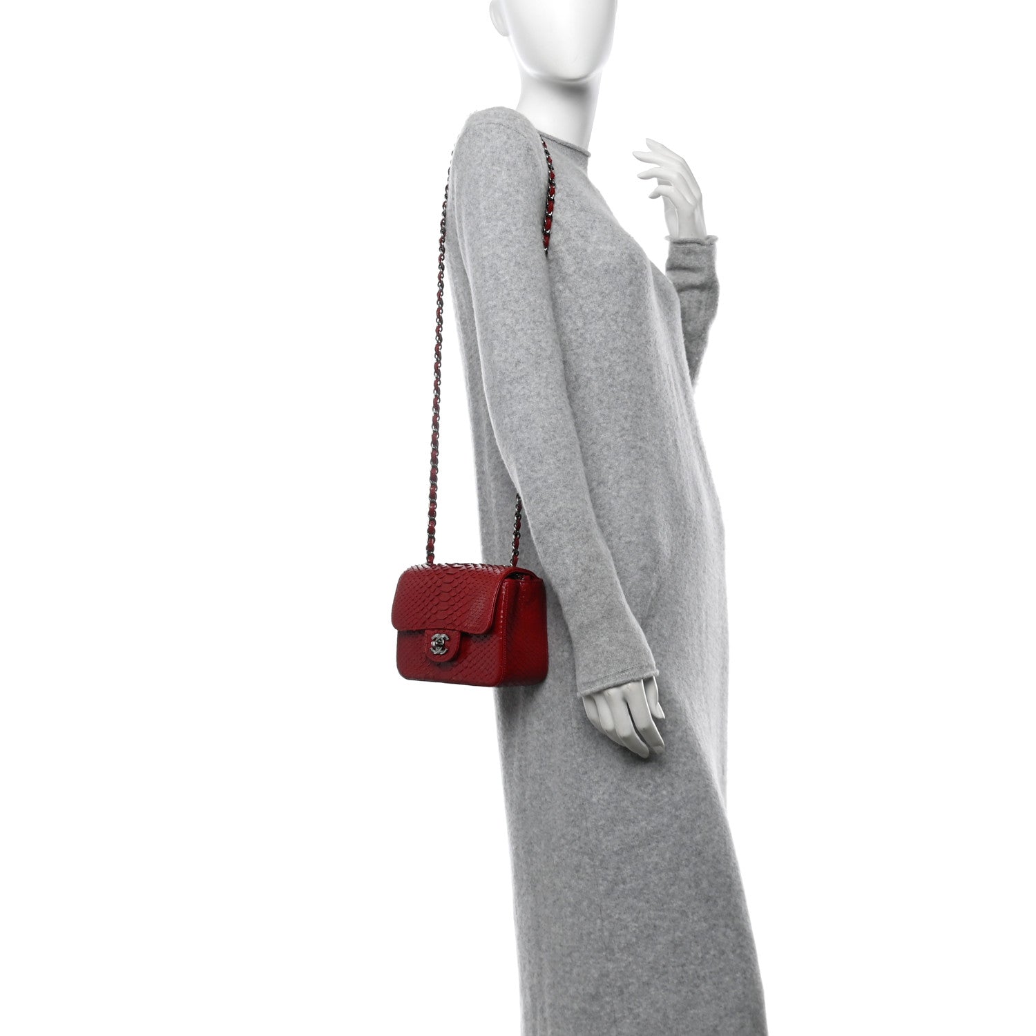 Chanel Snakeskin Mini Square Flap Red 2 of 11