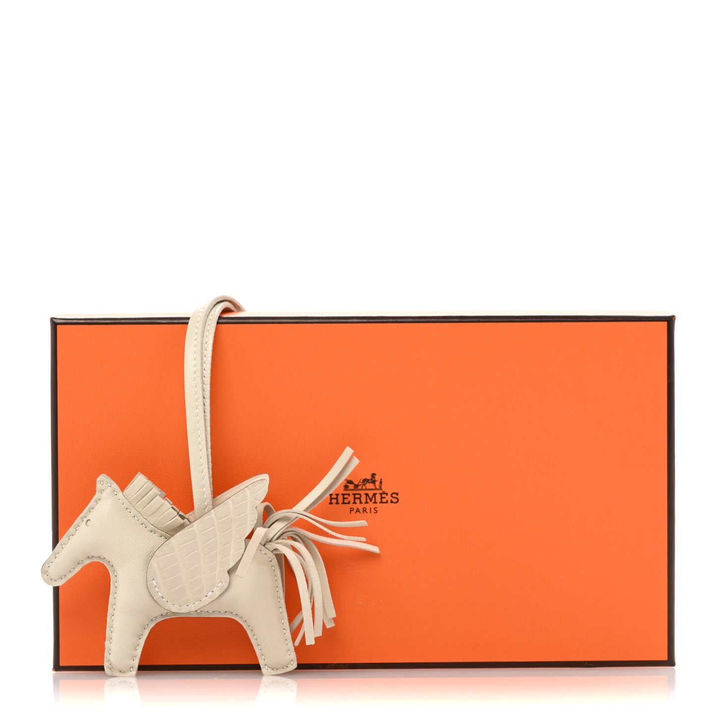 Milo Lambskin Matte Alligator Touch Grigri Rodeo Pegase Horse Bag Charm PM Craie Nata Beton