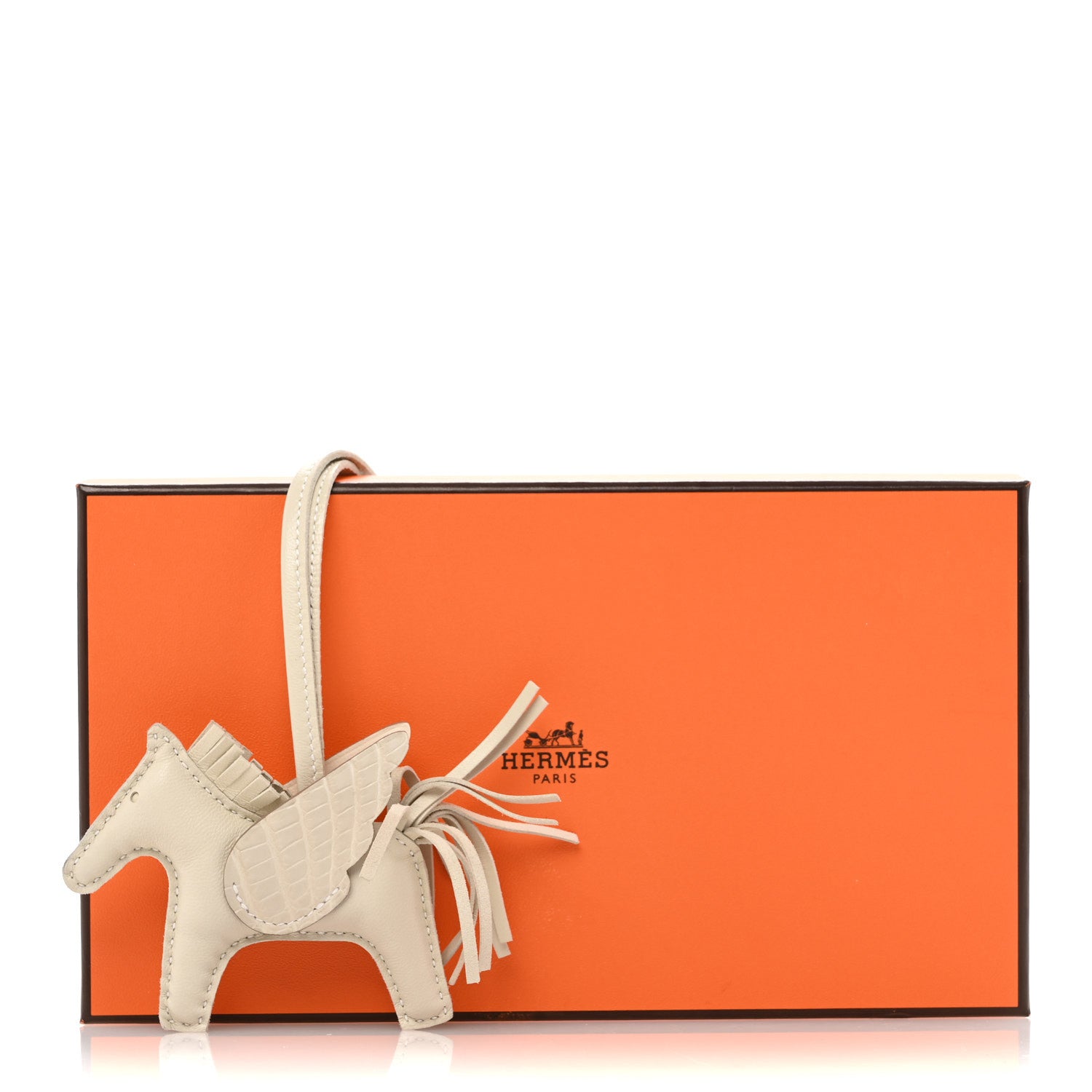 Hermes Milo Lambskin Matte Alligator Touch Grigri Rodeo Pegase Horse Bag Charm PM Craie Nata Beton 6 of 6